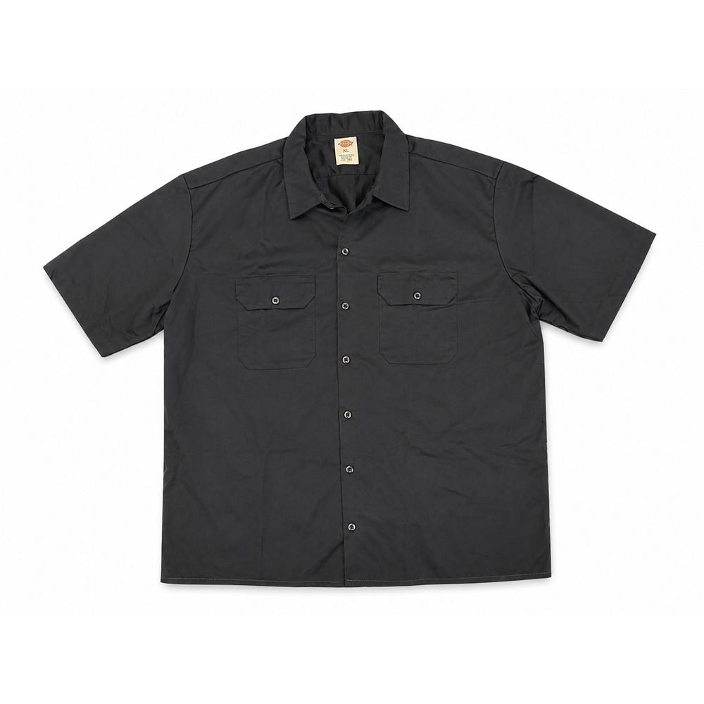 Dickies Men's XL Black Short Sleeve Work Shirt Button‎ Front Utility Uniform